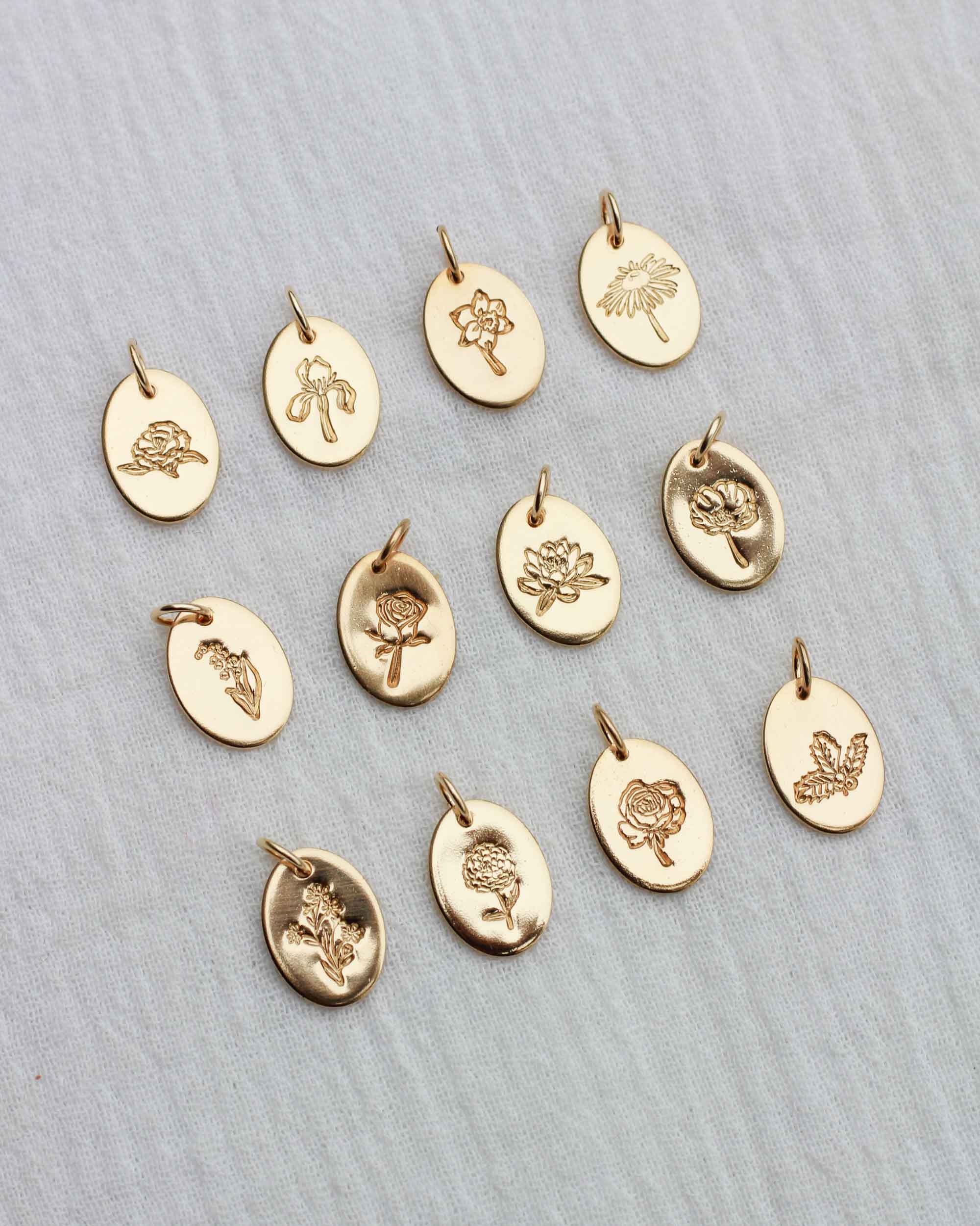 Anthos Oval Birth Flower Charm