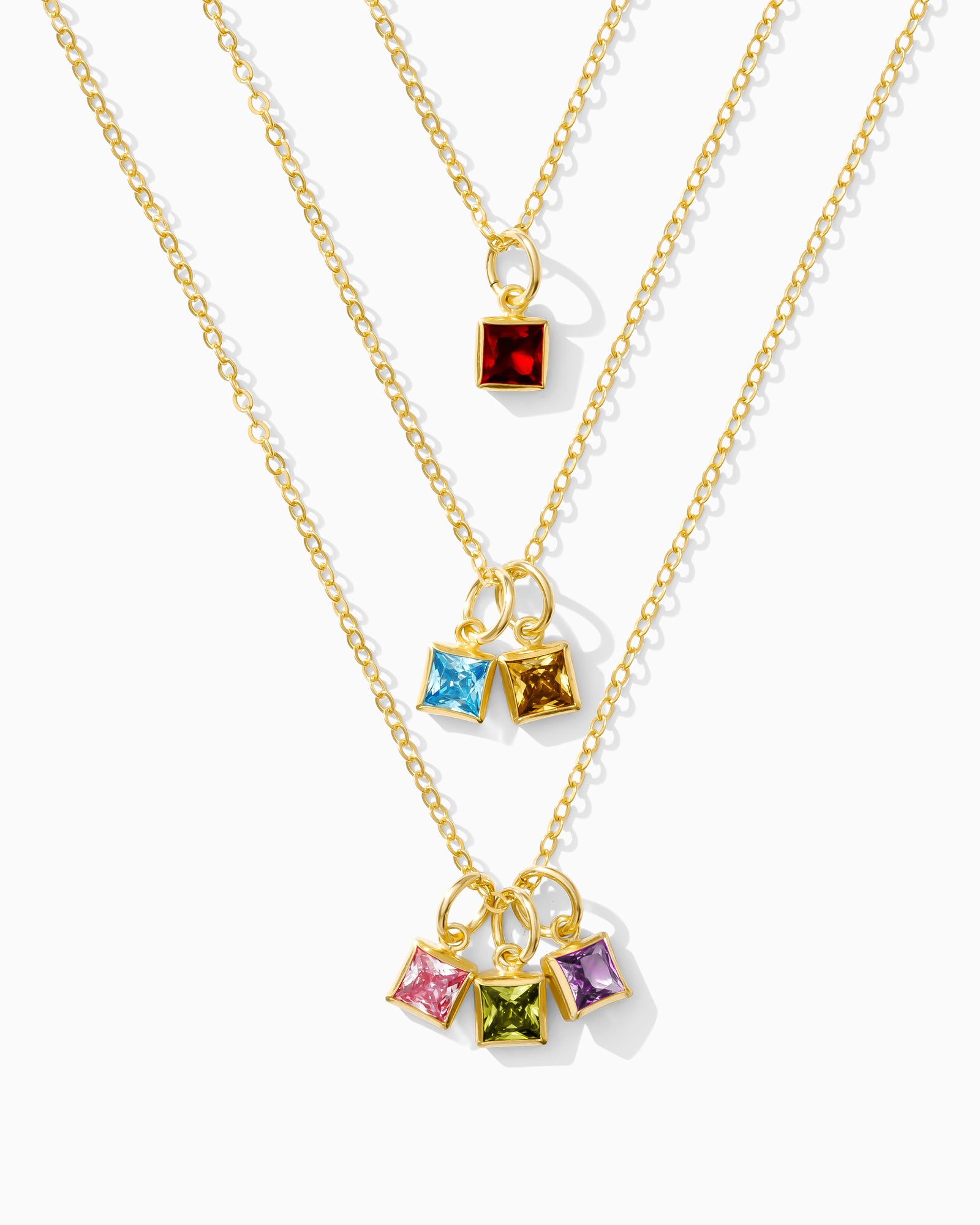 Cassia 4mm Square Birthstone Necklace