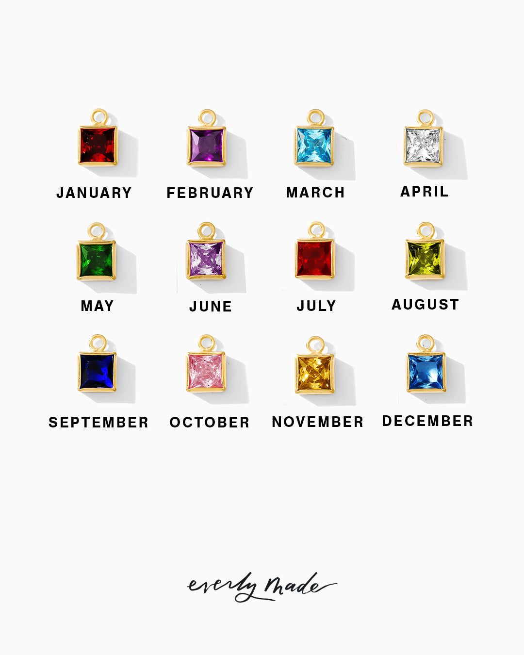 4mm Cassia Square Birthstone Charm