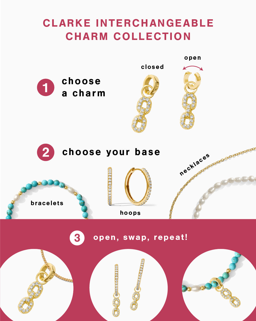 Pavé Linked Clarke Charm • In Loving Memory of Your Friend