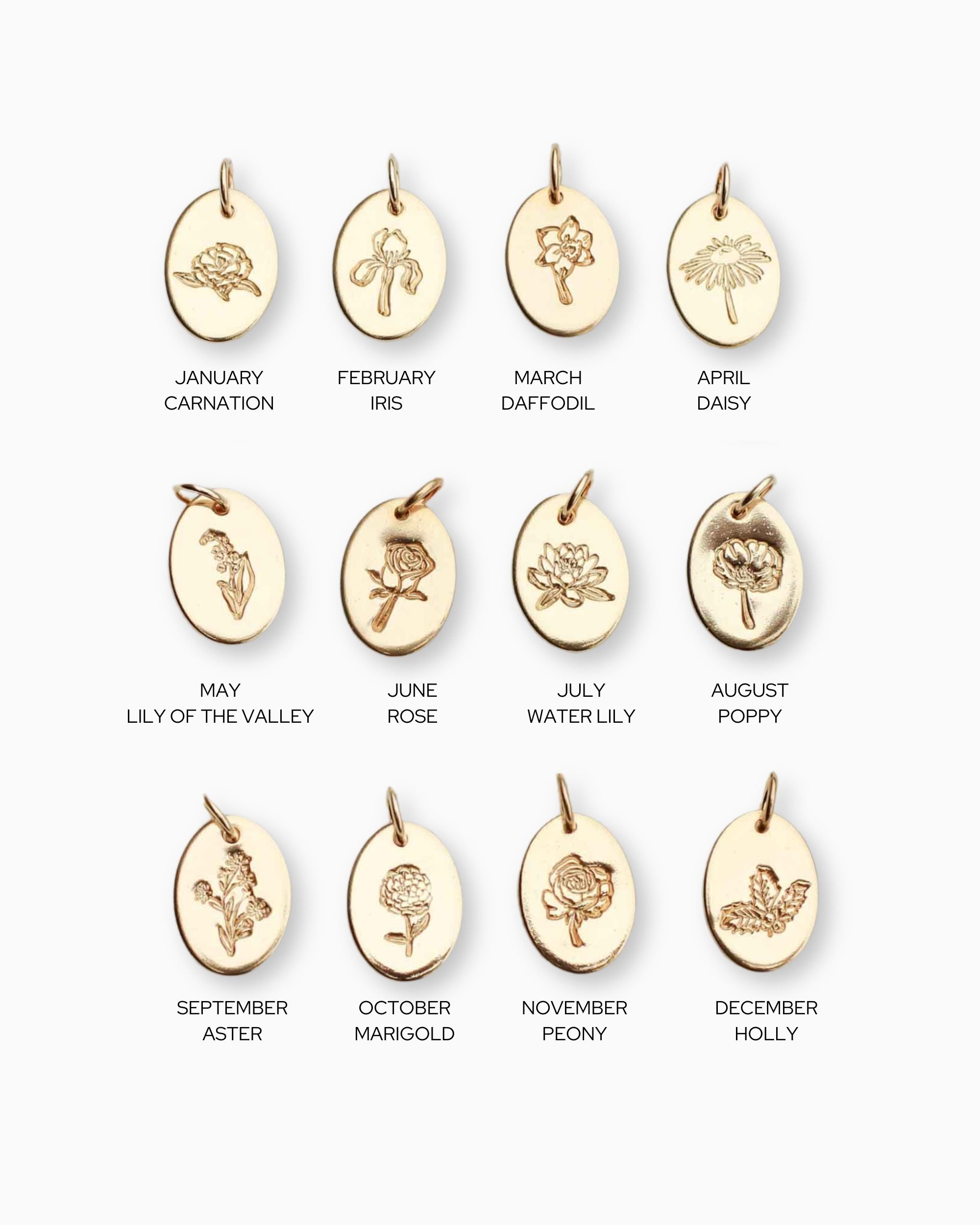 Anthos Oval Birth Flower Charm