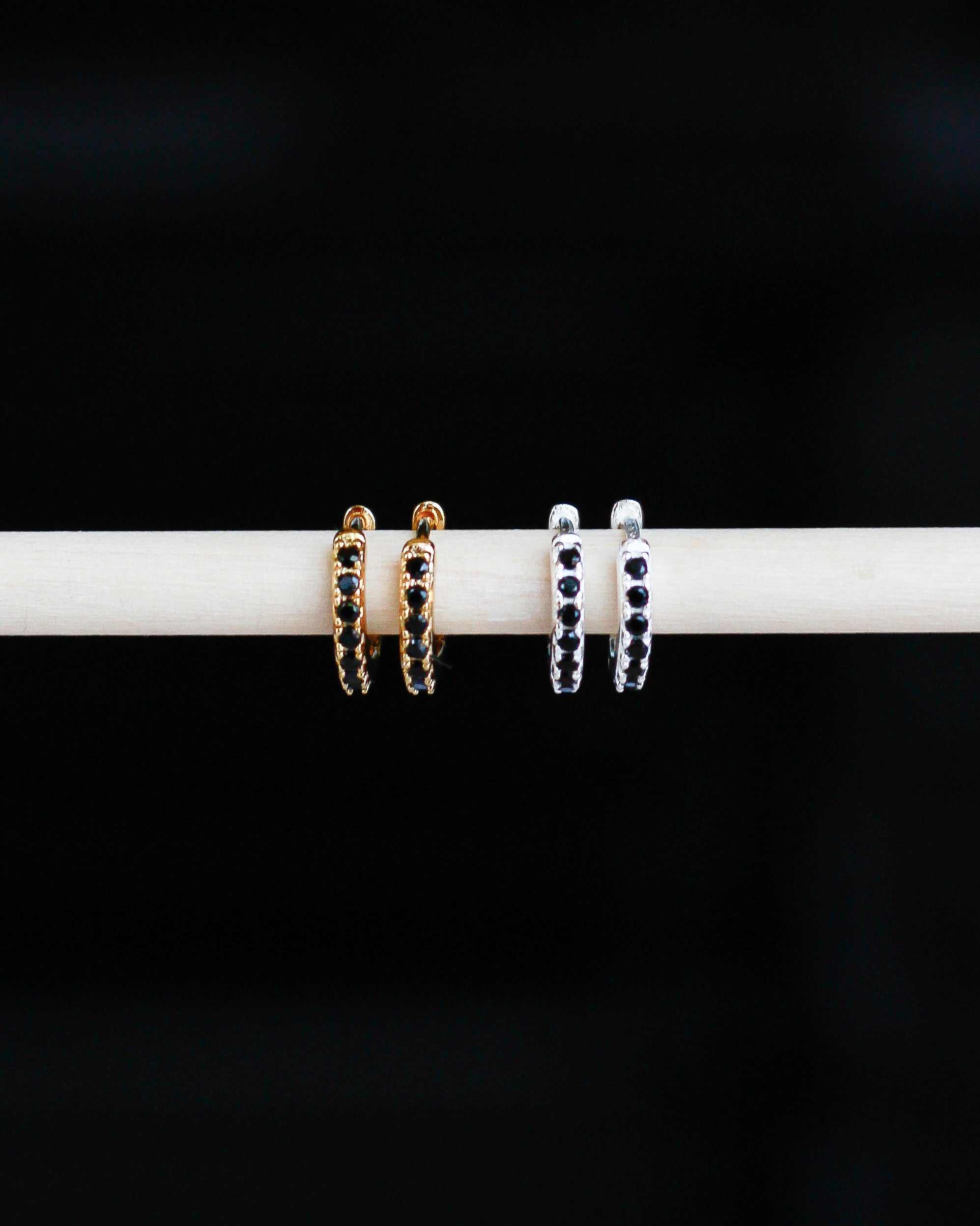 Bianca 15mm Black Pave Hoop Earrings (Final Sale)