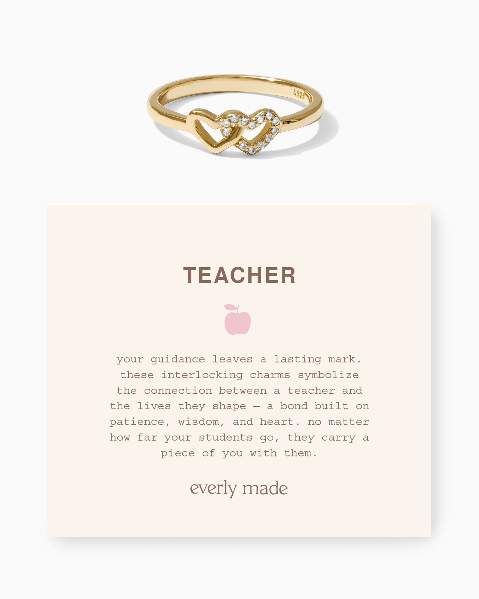 Linked Hearts CZ Ring • Teacher (Final Sale)