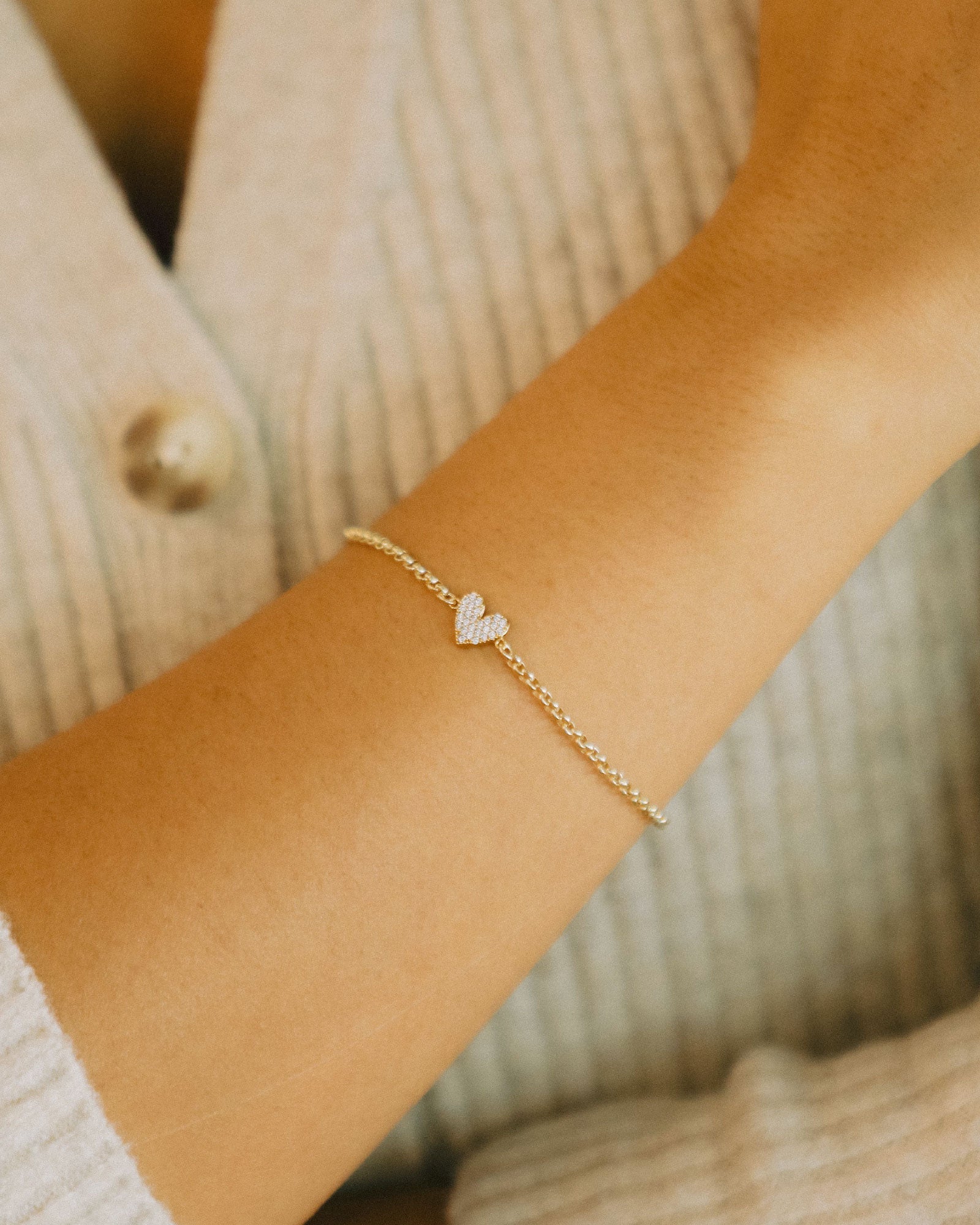 Jasper Pave Heart Charm Bracelet