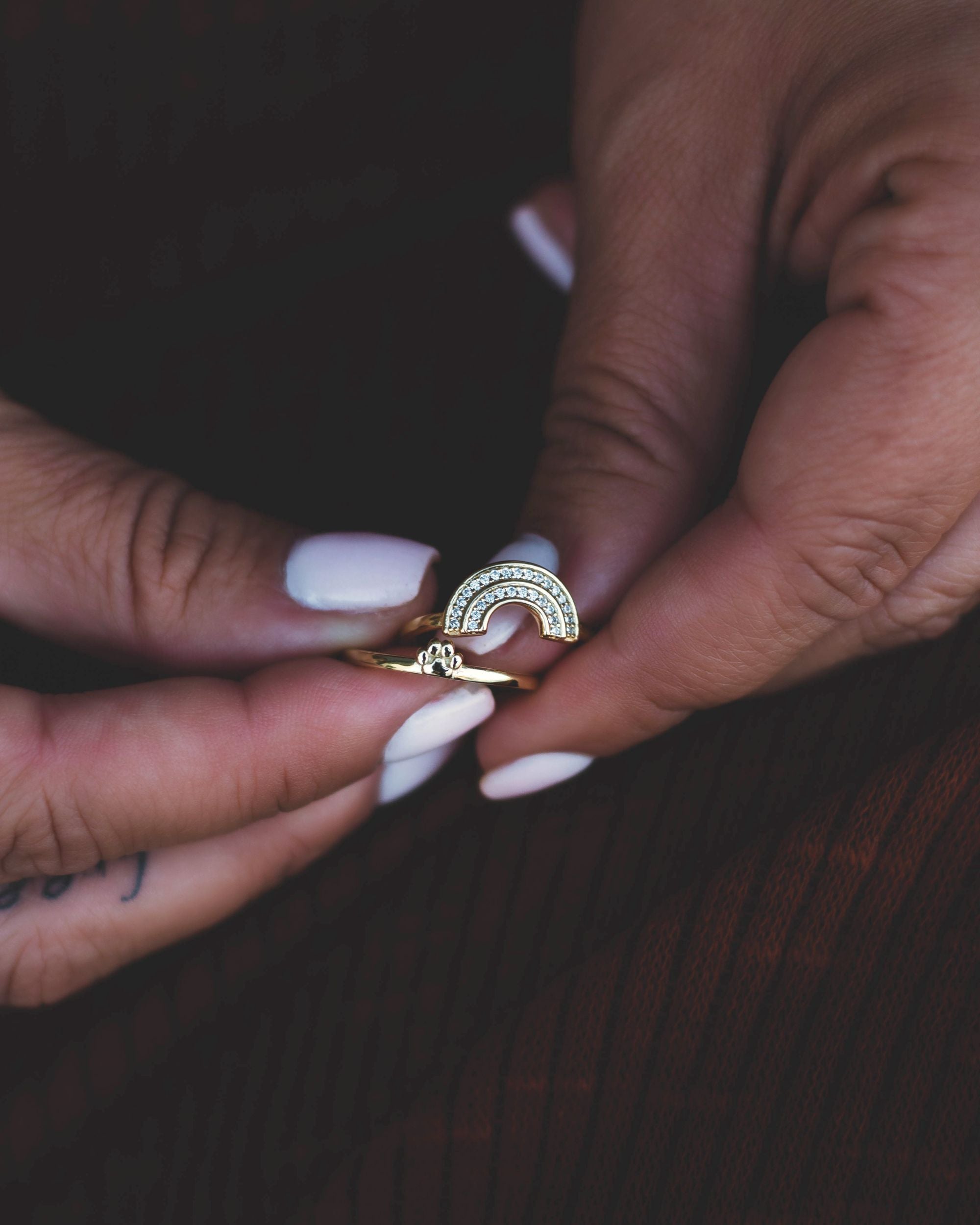 Rainbow Bridge Ring Set • 18k Solid Gold