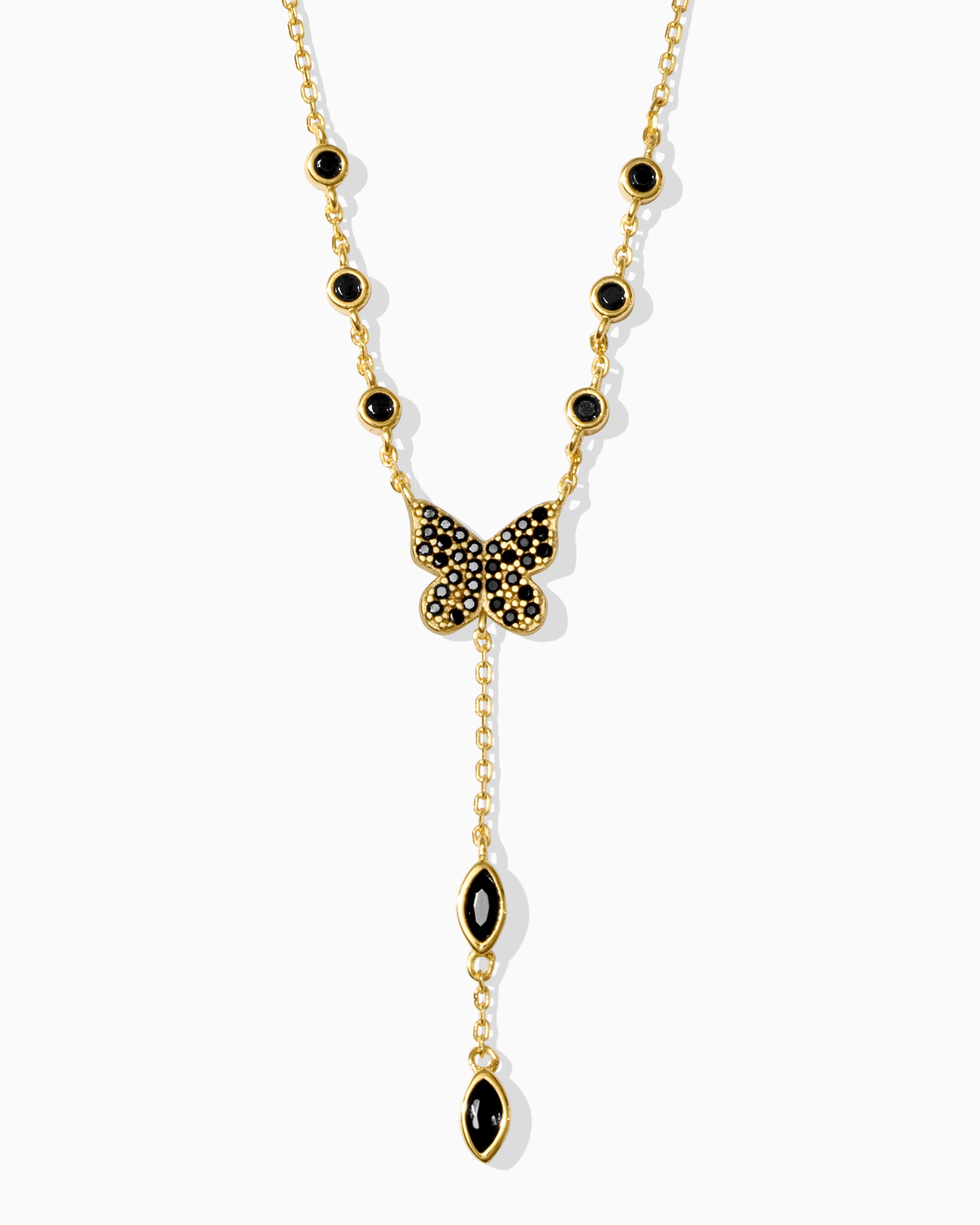 Black Butterfly Lariat Necklace (Final Sale)