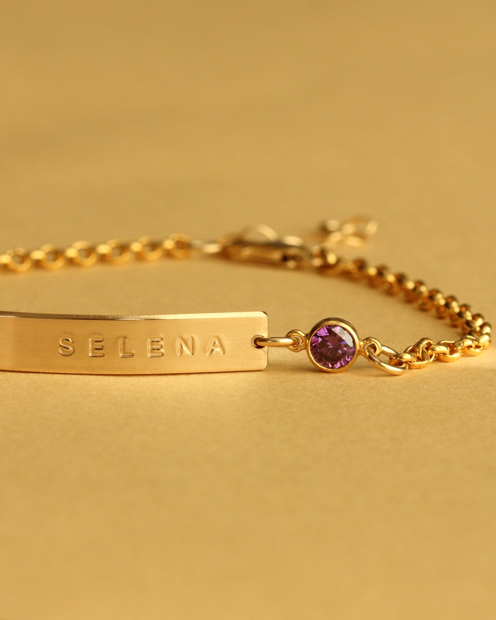 Skinny Name Bar Bracelet with Birthstone