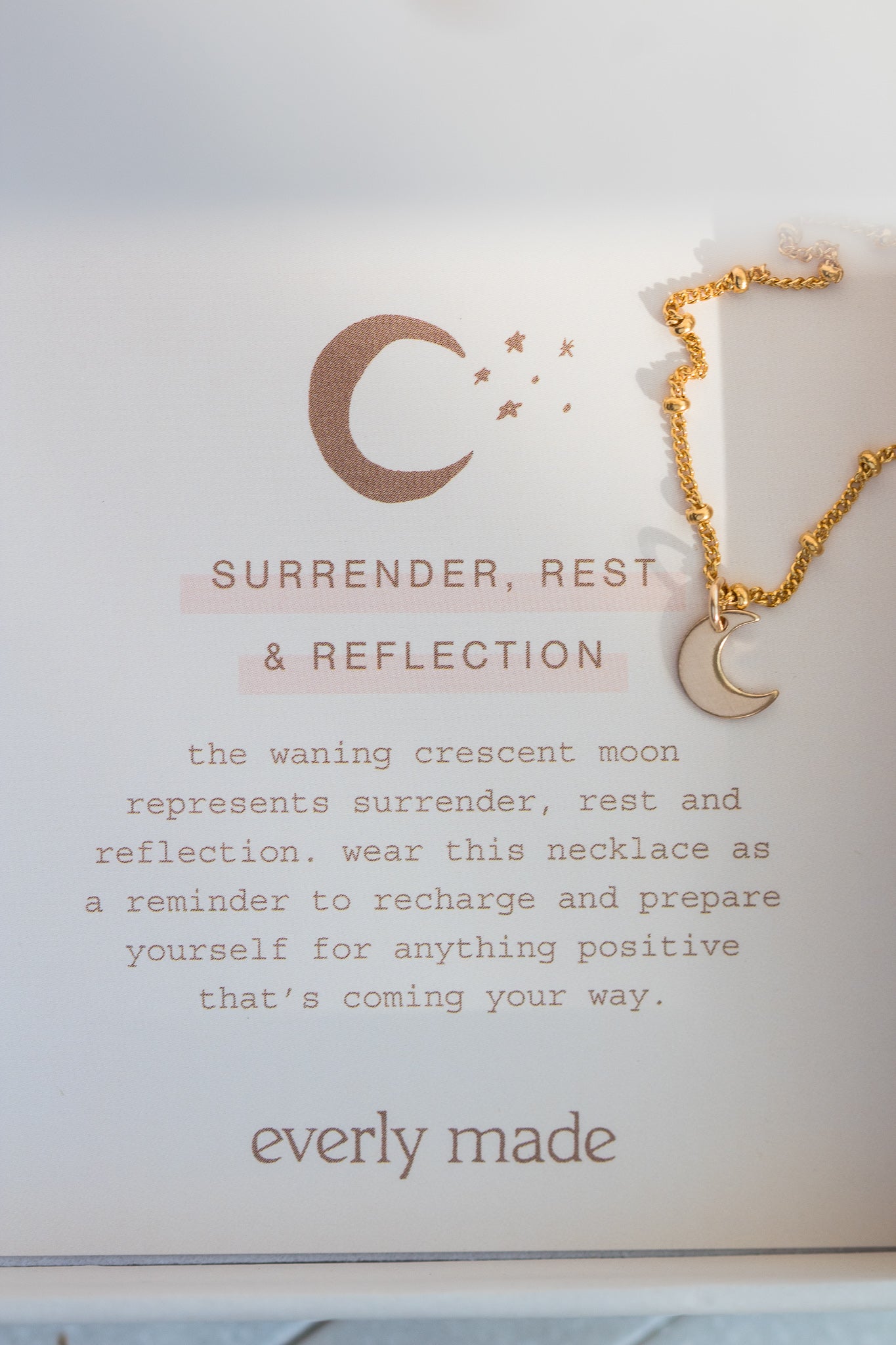 Waning crescent moon mini necklace