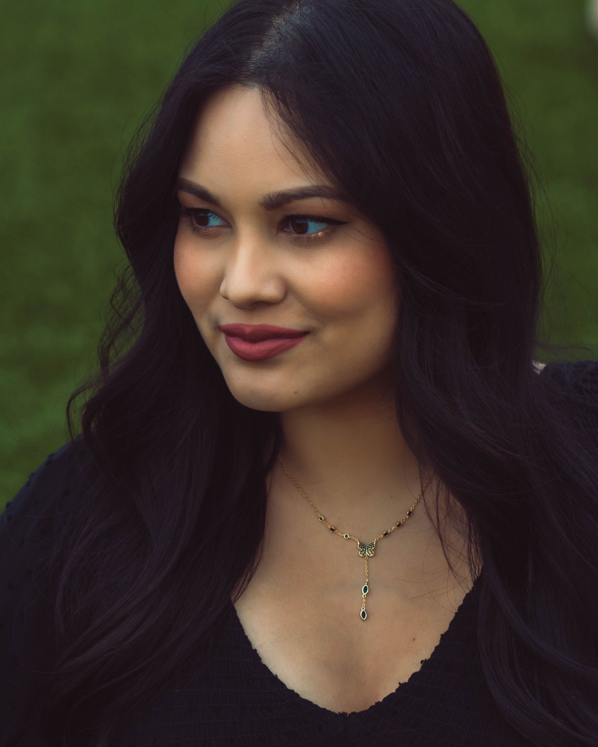 Black Butterfly Lariat Necklace (Final Sale)