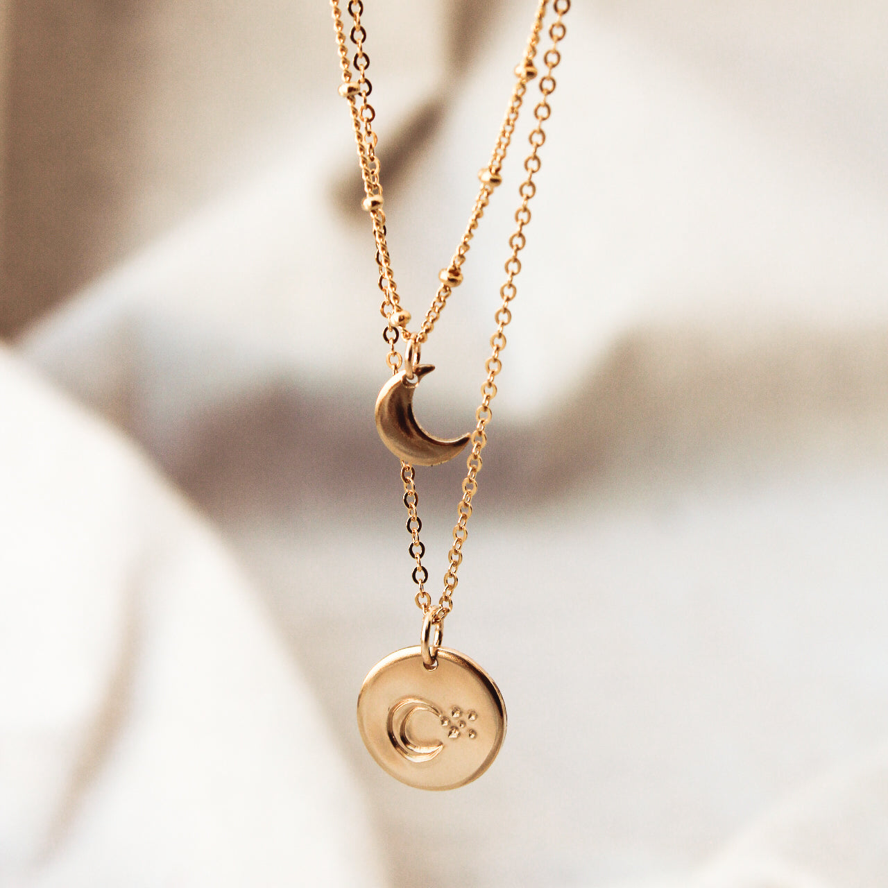 Waning crescent moon mini necklace