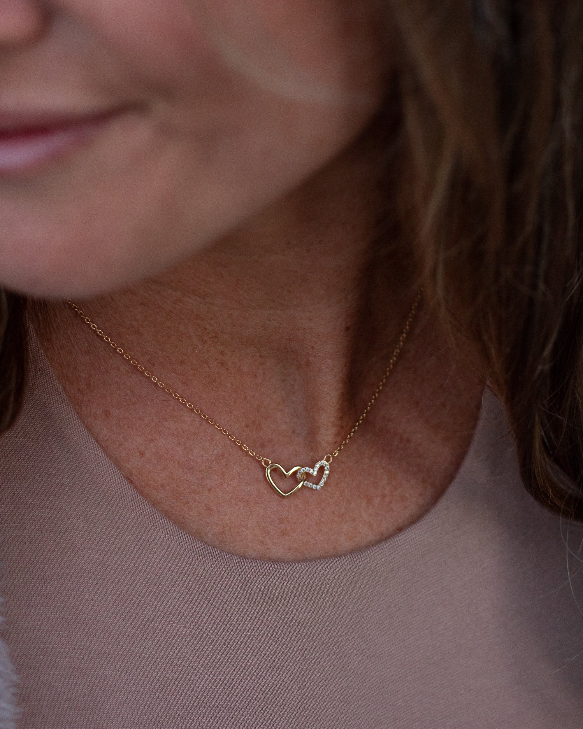 Linked Hearts Necklace • 18k Solid Gold