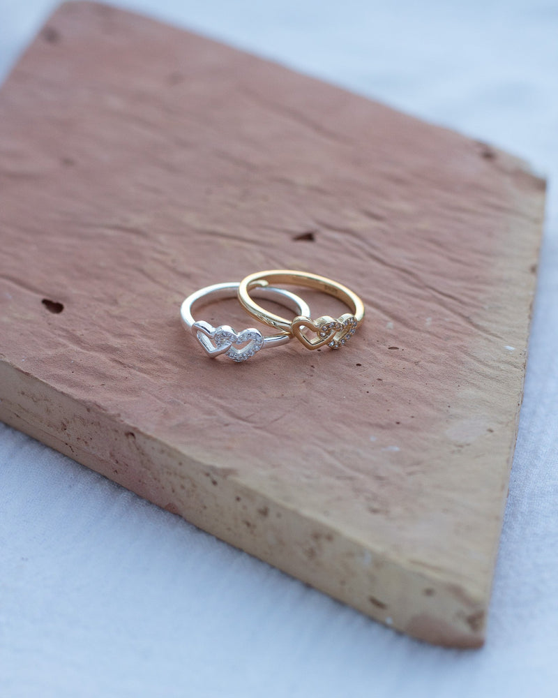 Linked Hearts CZ Ring • Friendship