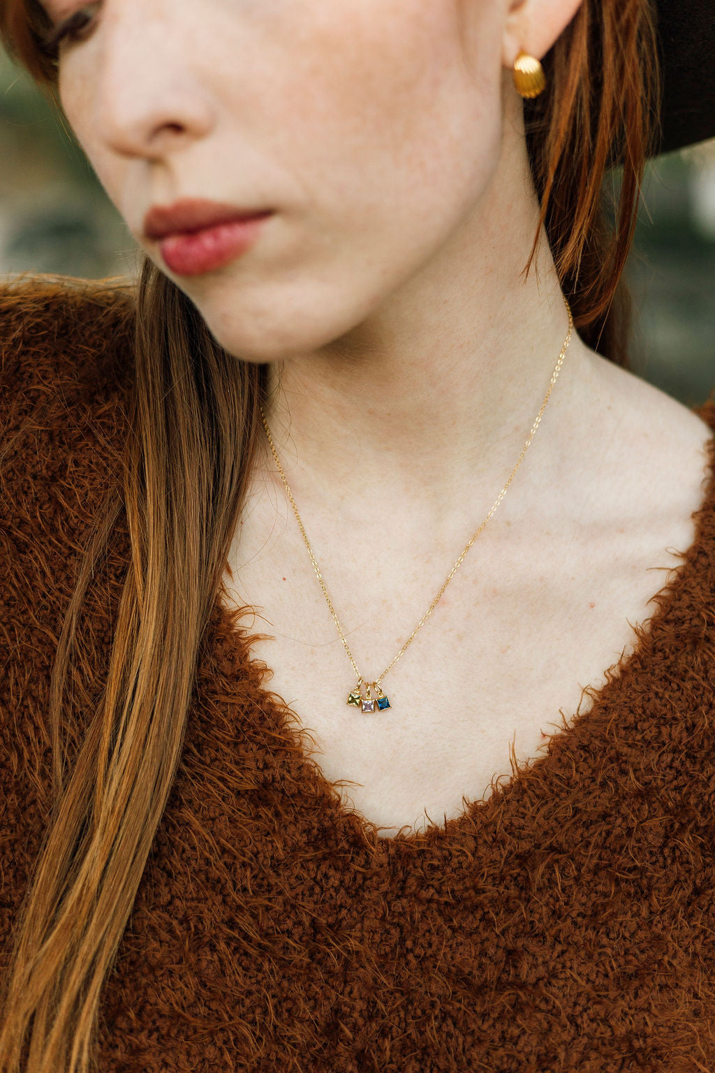 Cassia 4mm Square Birthstone Necklace