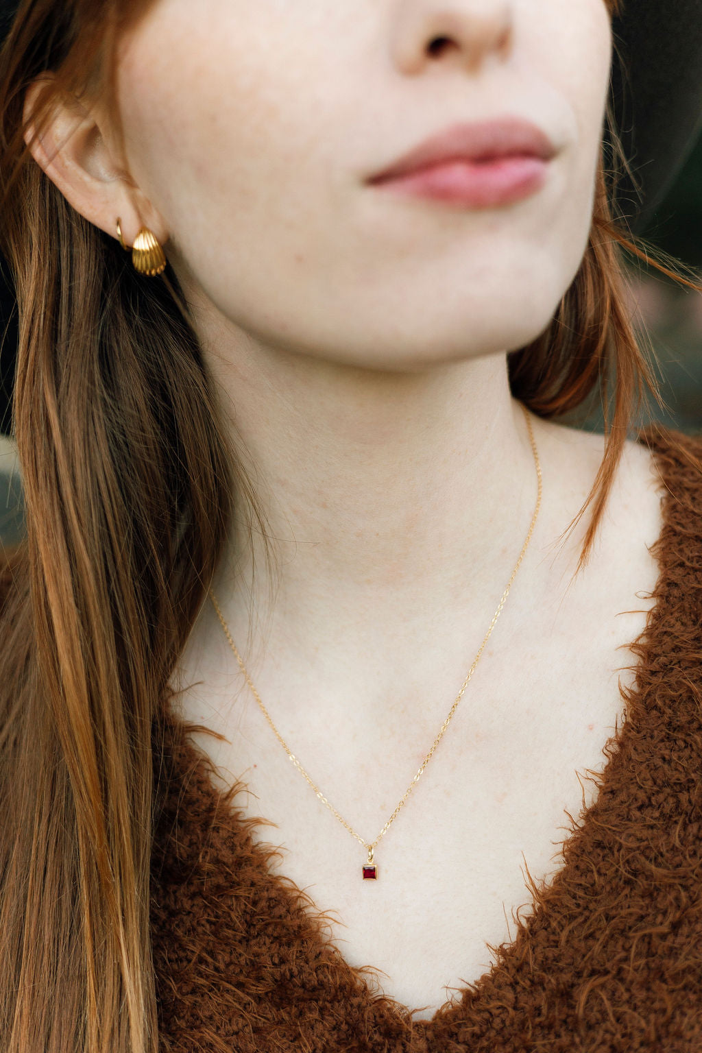 Cassia 4mm Square Birthstone Necklace