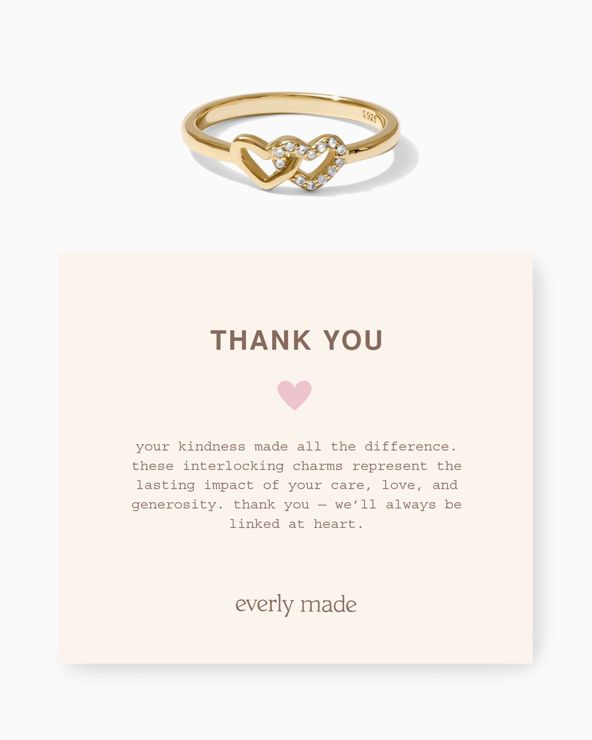 Linked Hearts CZ Ring • Thank You (Final Sale)