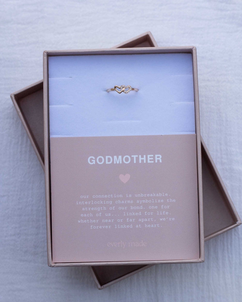 Linked Hearts CZ Ring • Godmother