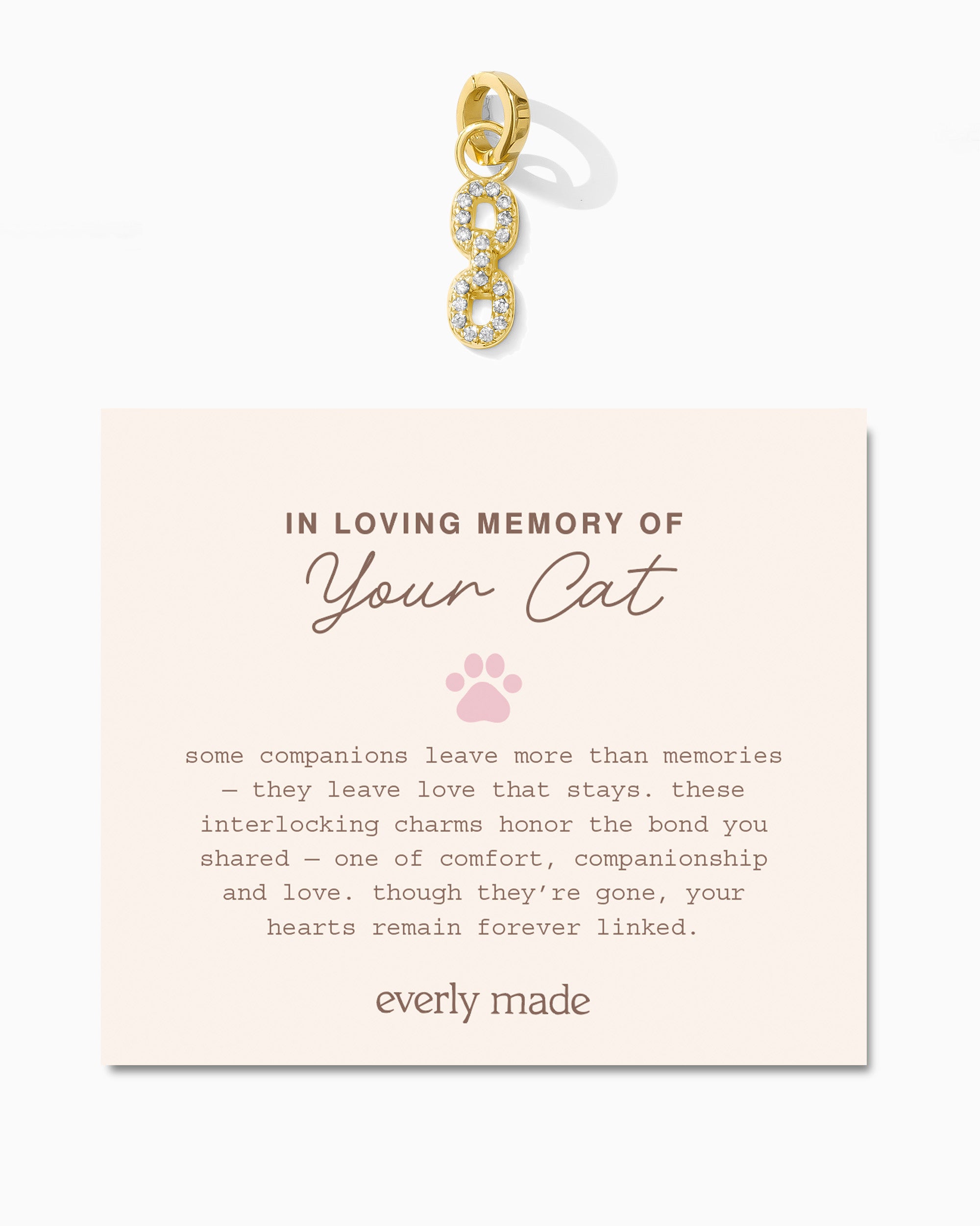 Pavé Linked Clarke Charm • In Loving Memory of Your Cat