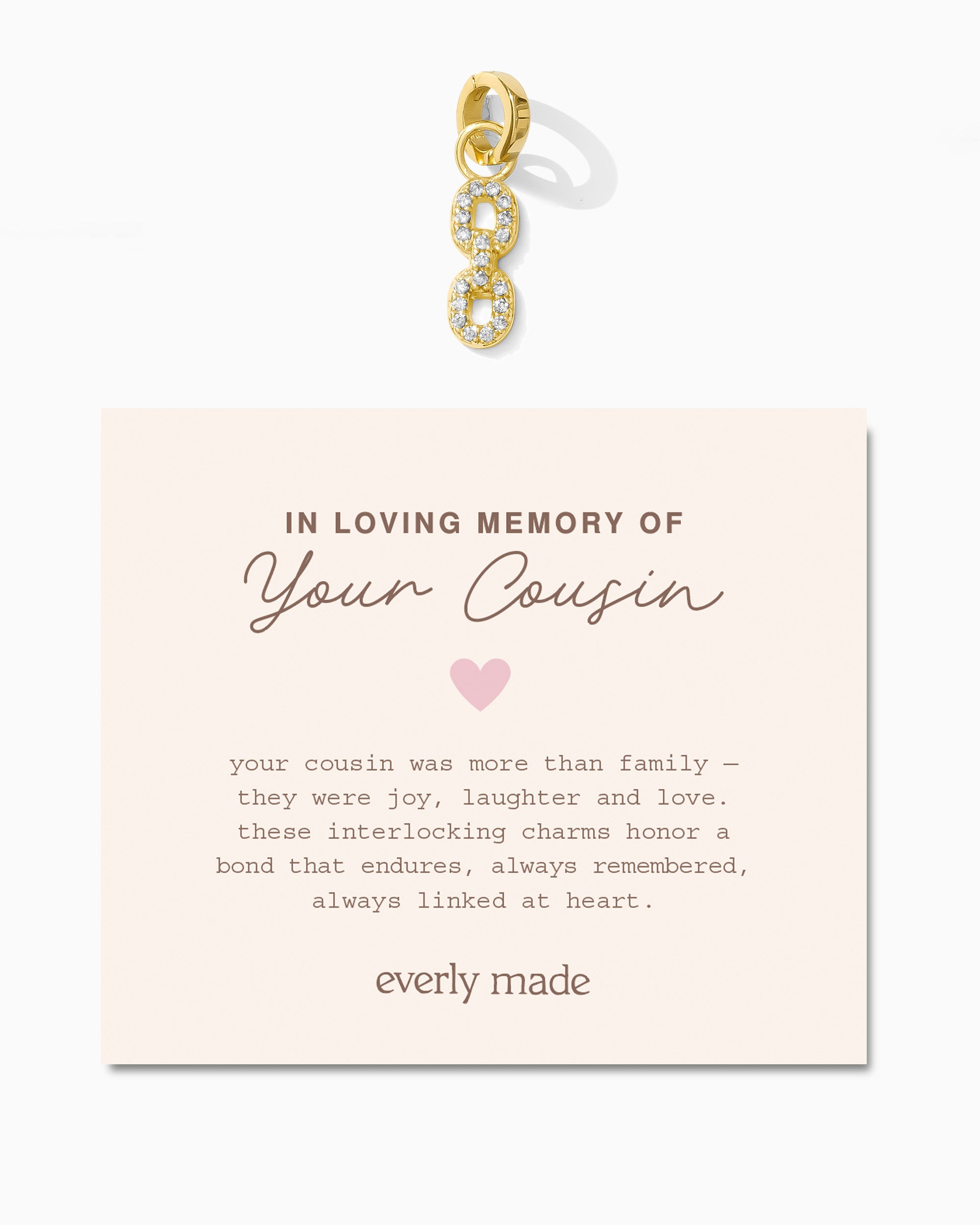 Pavé Linked Clarke Charm • In Loving Memory of Your Cousin