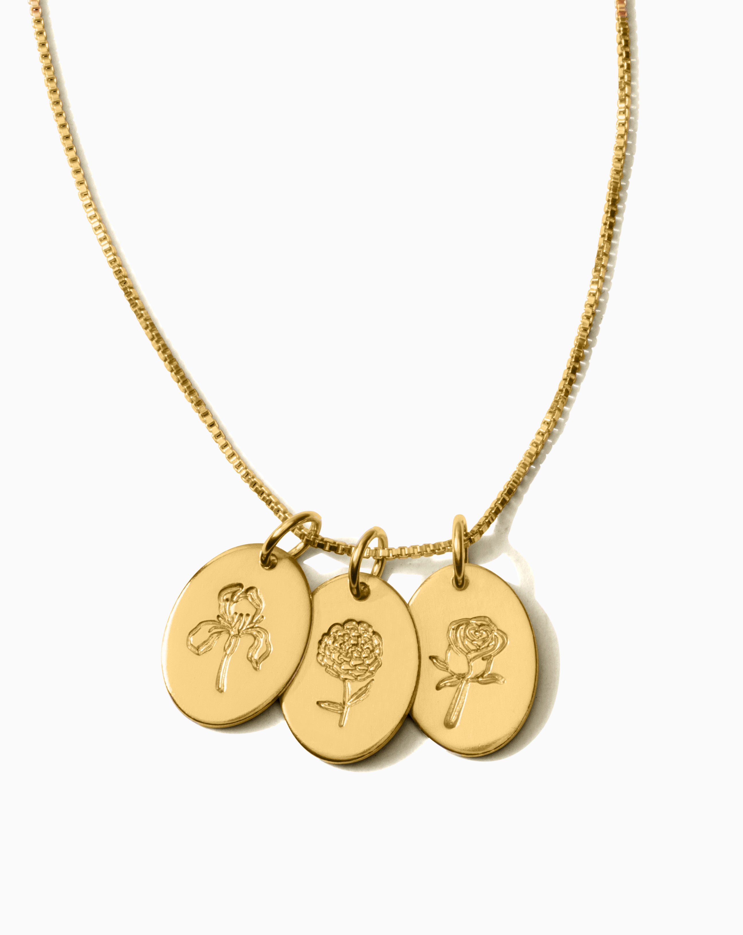 Anthos Oval Birth Flower Necklace